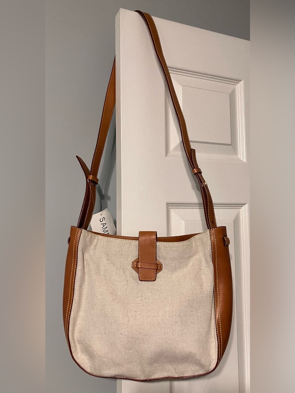 J. McLaughlin canvas and leather shoulder bag